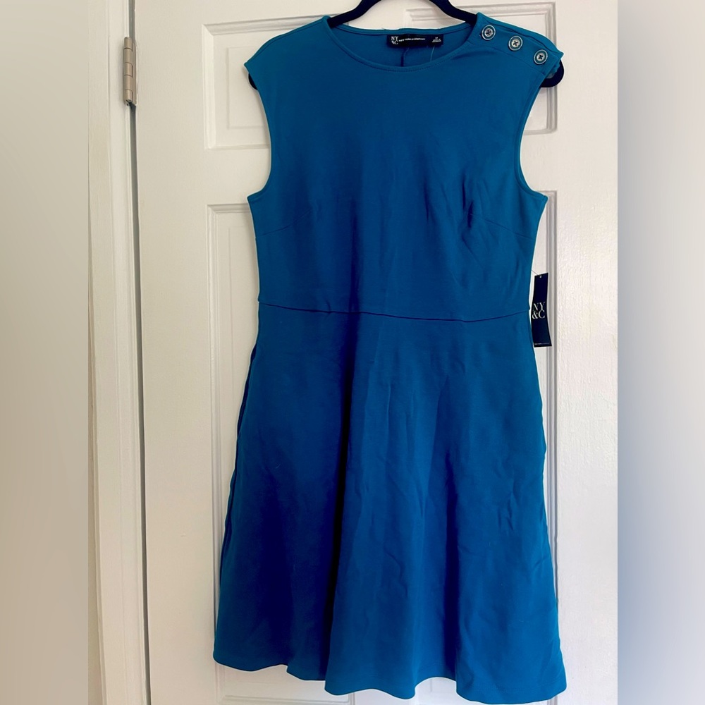 NY&Co NWT medium blue cotton skater dress